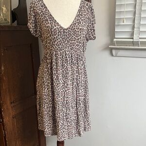Leopard Print V-Neck Dress